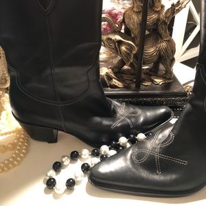Franco Sarto Black Cowboy Boots